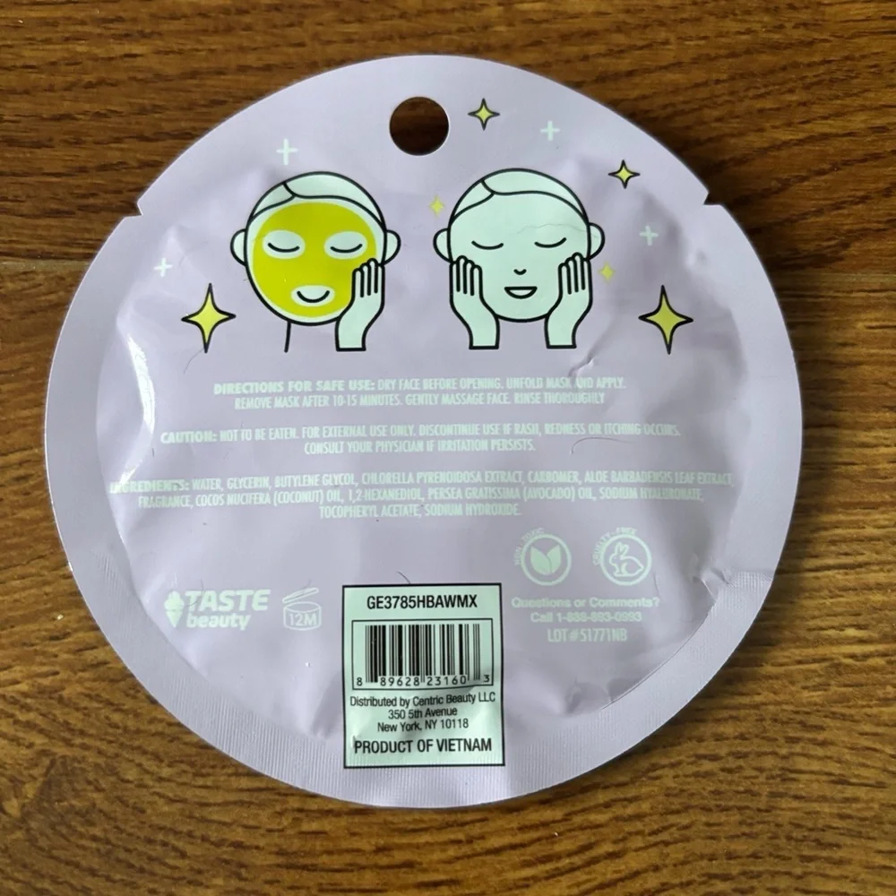 Lime Pie Scented Single-Use Face Mask